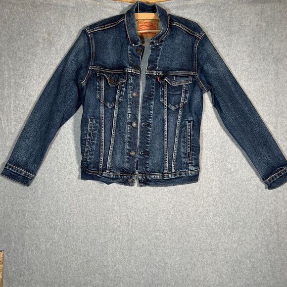 Levis Denim Trucker Jacket Mens Small Light Wash Blue Stretch S40116 - Picture 1 of 16